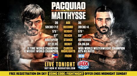 Saturday's bout between the legendary manny pacquiao and wba world welterweight title holder lucas matthysse will not appear on traditional tv, and instead is only available for those that. BOXING: Manny Pacquiao vs. Lucas Matthysse 15/07/2018