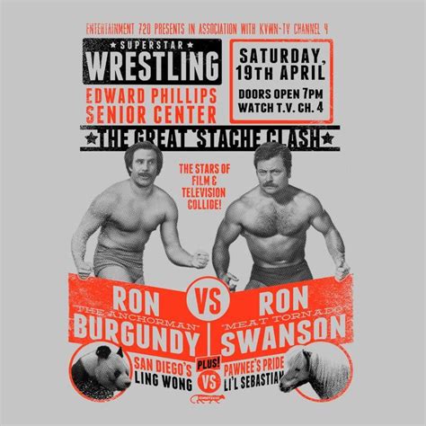 Needless to say, there are countless theories on this matter scattered across the internet: Superstar Wrestling Ron Swanson Vs Ron Burgundy Anchorman ...