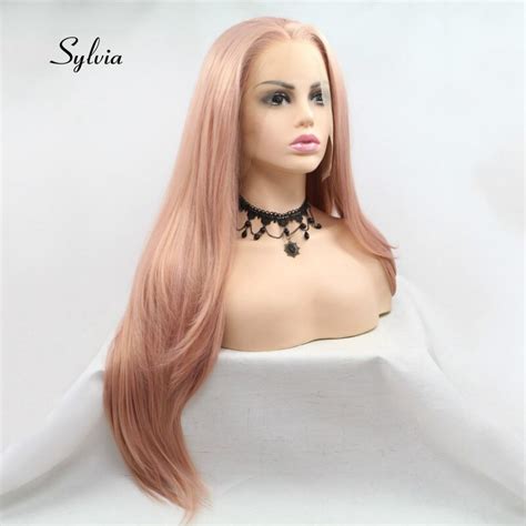 Check spelling or type a new query. Sylvia Rose Gold Pink Hair Natural Straight Wigs Synthetic Lace Front Wigs For Women Heat ...