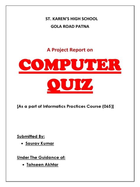 In class b addresses a total of more than 1 billion addresses can be formed. Informatics Practices Project - Computer Quiz Class XII ...