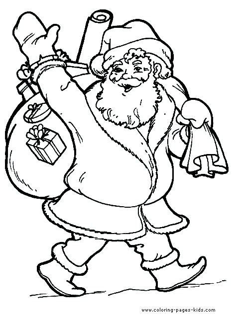 Lego santa claus coloring pages. Christmas Free Coloring Page - Santa Claus with a bag of ...