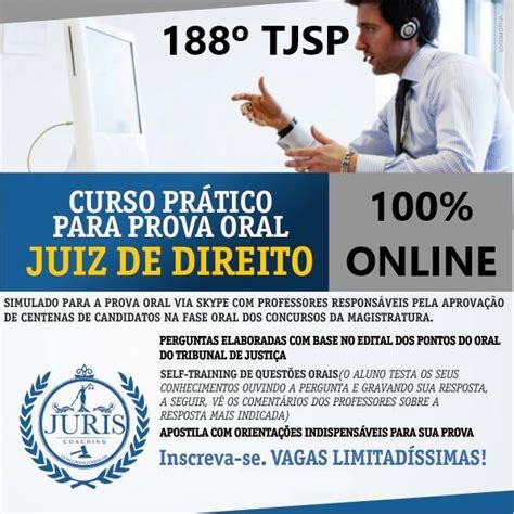 Segue abaixo alguns dados básicos do concurso. Curso Online Prova Oral 188 TJSP - Juris Cursos