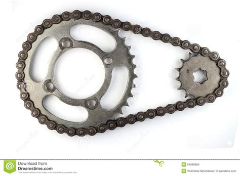 A common misconception with chain replacement is to change you chain and sprockets at the same time. Roller Chains With Sprockets For Motorcycles Stock Photo ...