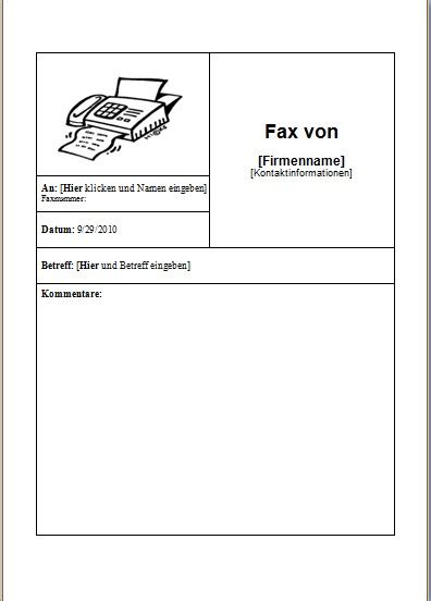 Die faxvorlage kann sowohl online ausgefüllt und später ausgedruckt oder ausgedruckt und von hand mit den persönlichen angaben befüllt werden. Word Faxvorlagen zum herunterladen