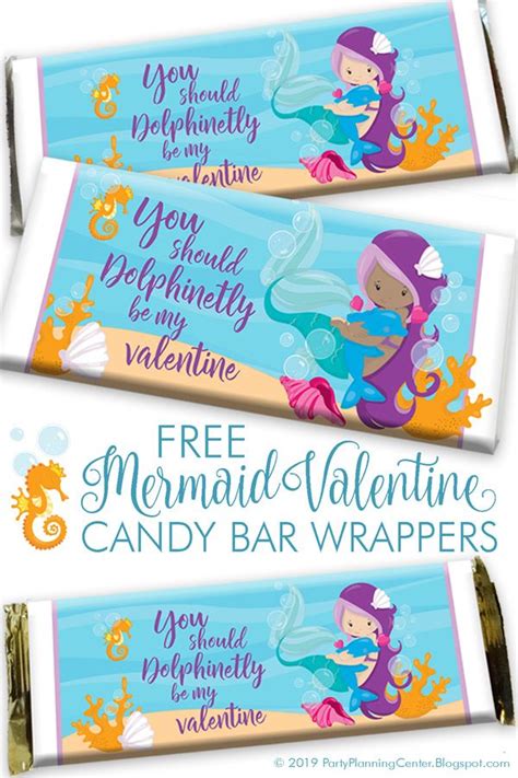 Use scotch tape to sure the wrapper. FREE Printable Mermaid Valentine Candy Wrappers | Party ...