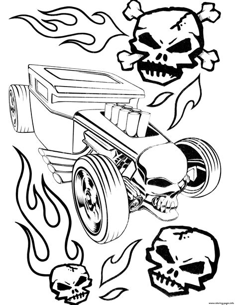 Top 10 hot wheels coloring pages for kids: Hot Wheels Skulls Coloring Pages Printable