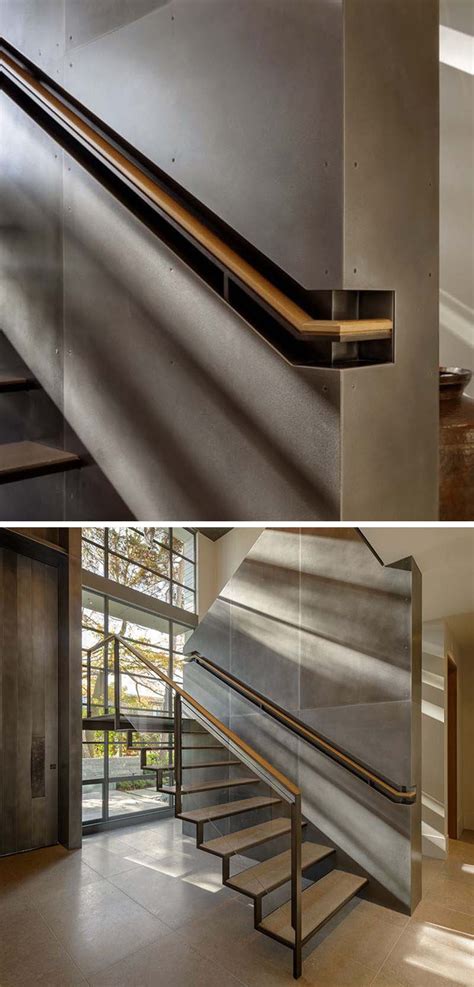 Wait 24 hours for the glue to dry before using the handrail, then secure the handrail and balusters together one at a time with a finish nail gun. Stair Design Idea - 9 Examples Of Built-In Handrails ...