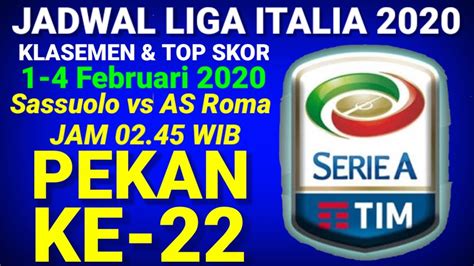 Check spelling or type a new query. Jadwal Liga Italia 2020 Pekan Ke-22 & Klasemen Sementara ...