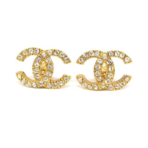 Score simple, yet elegant logo drop earrings or crystal. Chanel gold rhinestone logo earrings pristine condition measures 1 x 1 " asking $440 comment for ...