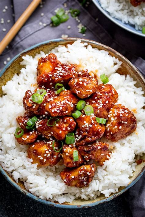 Easy homemade asian inspired chicken, tossed in a gingery, sweet, spicy, and extra sticky soy pomegranate sauce. Crispy Sesame Chicken with a Sticky Asian Sauce - tastier ...