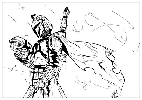 Free boba fett coloring pages to print for kids. Star wars boba fett - Movies Adult Coloring Pages