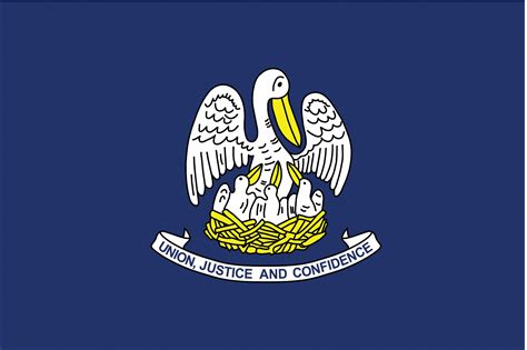 The state flag of louisiana displays a white pelican nurturing its young by tearing at its own breast i pledge allegiance to the flag of the state of louisiana and to the motto for which it stands: NYLGLO Louisiana State Flag, 3 ft.H x 5 ft.W, Outdoor ...