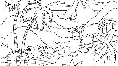Are there any free printable landscape coloring pages? Tropical Nature Scenery Coloring Pictures #coloring ...