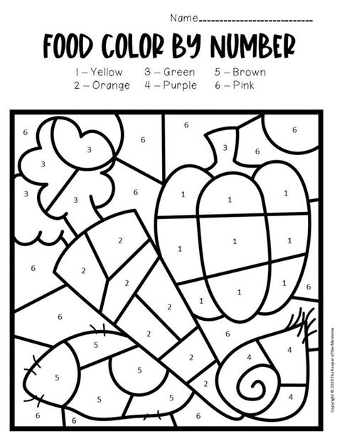 Kids will improve their counting ability with … Free Printable Color by Number Food Preschool Worksheets ...