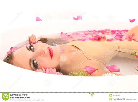 Painting bath tube bathtubs bath tub. Woman In A Bath Tub Full Of Flowers Stock Image - Image ...