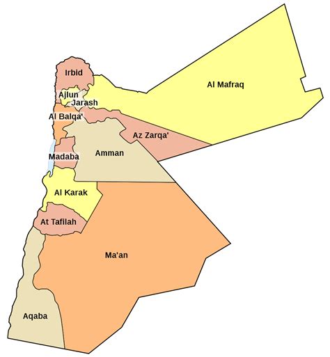 Interaktive weltkarte zum herunterladen als pdf. Landkarte Jordanien (Karte Gouvernements) : Weltkarte.com ...