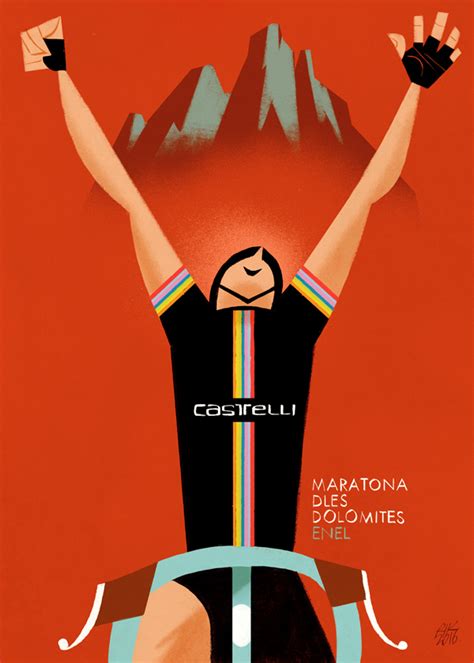 Open to amateur cyclists, the maratona—with 9,000 riders from over 70 nations—is one of the biggest italian granfondo bicycle races. Maratona dles Dolomites on Behance