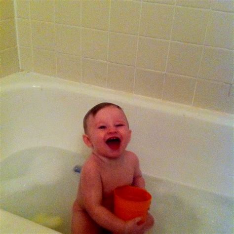 You can give him a sponge bath sometimes, and a full bath every few days. Boogie bath time :) | Baby boy, Baby face, Bath time