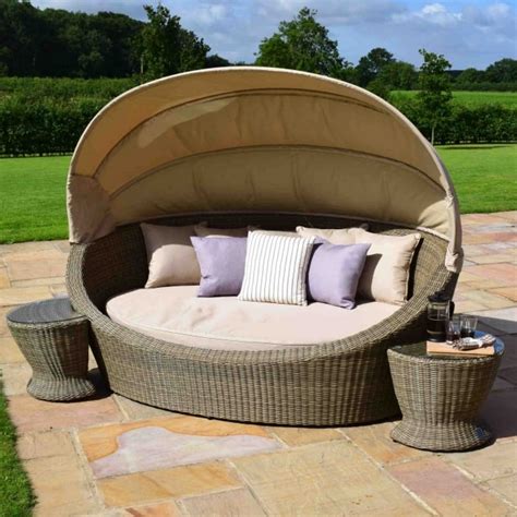 Target/patio & garden/round wicker outdoor daybed (1345)‎. Winchester Daybed With Side Tables in 2020 | Rattan garden ...