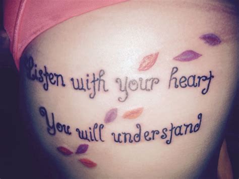 English revised version for where thy treasure is, there will thy heart be also. #rib #tattoo #disney #pochahontas listen to your heart and ...