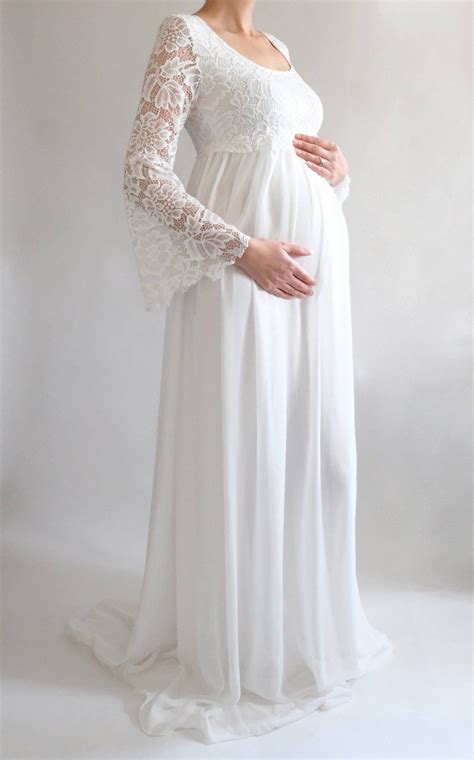 My wedding is in exactly 46 days, and i will be 28 weeks (first day of 3rd trimester!!) pregnant, and i have no idea what i are you trying to not look pregnant or just look smooth under your dress? Empire Waist 5 Month Pregnant Wedding Dress - Vitaminfashion