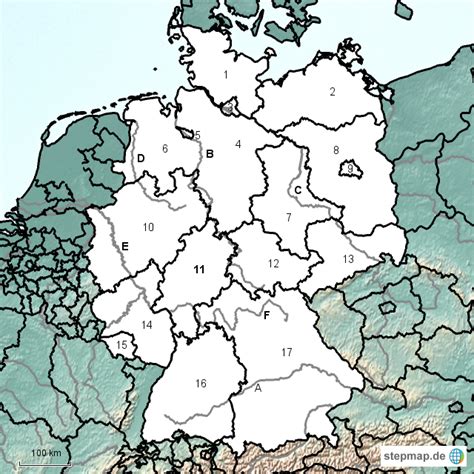 Die anzahl der heute 16 länder hat sich im lauf der geschichte mehrmals. StepMap - Bundesländer und Flüsse Deutschland - Landkarte ...
