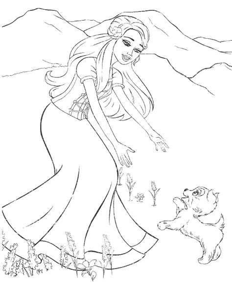 Barbie and a small dog. Barbie and her puppy - Topcoloringpages.net