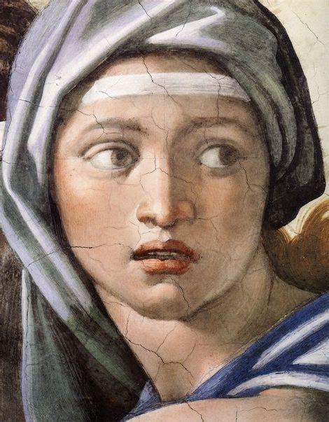 Selected sculptures and paintings of michelangelo. Delphic Sibyl - detail from the Sistine Chapel - 1508-12 ...