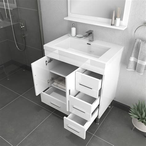 Once you have carefully measured the vanity, go to a home improvement store or go online to buy the desired number of drawers. Alya Bath Ripley 30 inch with Drawers Freestanding Modern ...