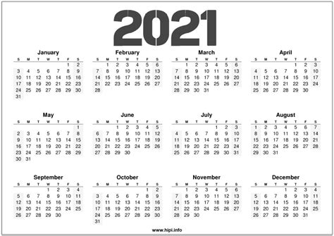 These free 2021 calendars are.pdf files that download and print on almost any printer. 2021 Printable 12 Month Calendar Templates - Hipi.info