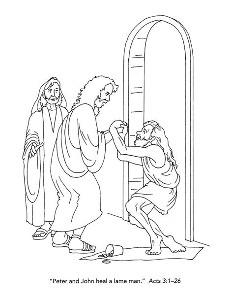 Brilliant for teaching the miracles of peter. Peter And John Heal A Lame Man Coloring Page | Bible ...