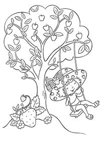 Menggambar ilustrasi mode ilustrasi, gaun gadis. Kertas Mewarna Strawberry Shortcake untuk Kanak-kanak