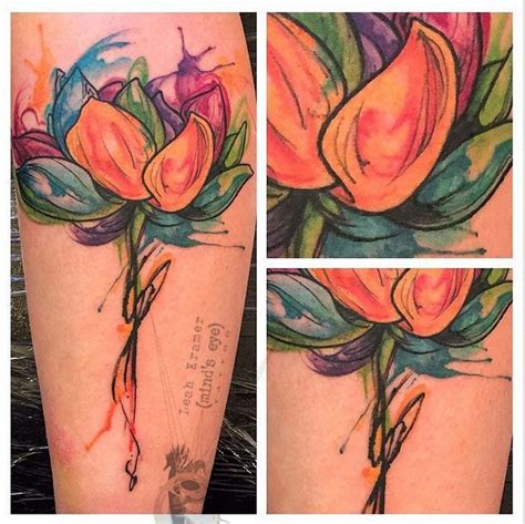 Simply message us to display your artwork. Watercolor Rainbow Lotus tattoo by Leah Kramer at Mind's ...