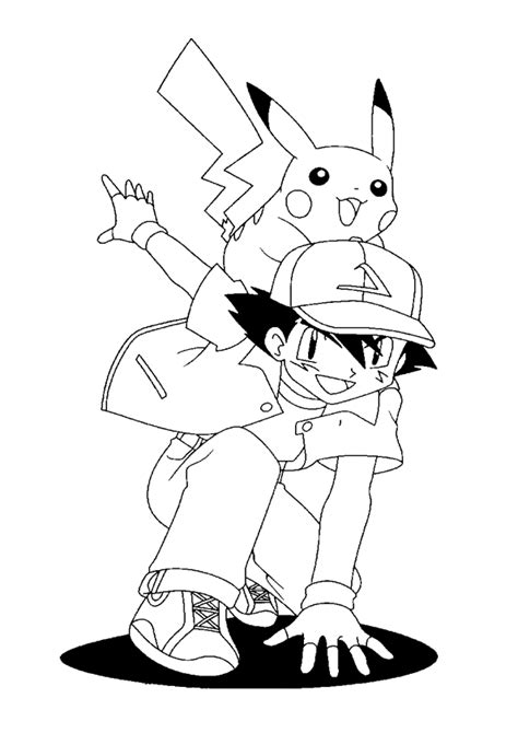 # dibujo de pikachu y ash abrazandose. Ash e Pikachu in posizione d'attacco da colorare - disegni ...