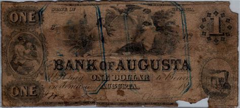 Find many great new & used options and get the best deals for bank of augusta $10.00 bank note, 1849 (5) at the best online prices at ebay! United States - Bank of Augusta, Georgia $1 Banknote, 1800 ...