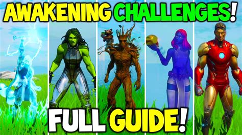 All thor awakening challenges guide! ALL AWAKENING CHALLENGES in Fortnite! Thor, She-Hulk ...