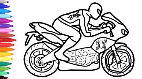 Spiderman coloring pages for kids spiderman appears for the first time in a 1962 comic book. Spiderman Motorcycle Coloring Pages, Superheroes Motorbike ...