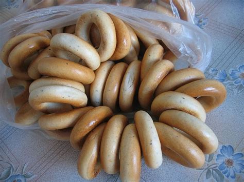 Candy store in baku, azerbaijan. Russian, Ukrainian, Polish, Lithuanian bublik bread rolls ...
