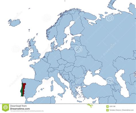 Enjoy sunsets over the atlantic ocean & explore portugal's cultural scene on this contiki tour for like beaches? Portugal no mapa de Europa ilustração do vetor. Ilustração ...