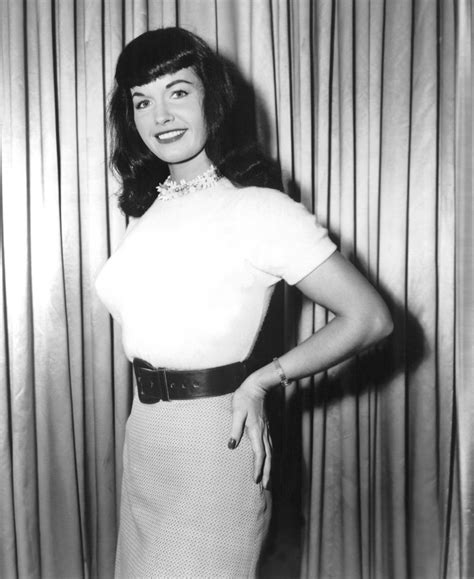 Filmed in black and white. 50s pin up star Betty Page dies