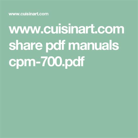 Now turn the cuisinart ice cream maker and pour the mixture into the freezer bowl and let mix about 30 to 35 minutes. www.cuisinart.com share pdf manuals cpm-700.pdf | Manual ...