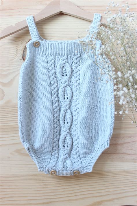 Cable knit romper, baby romper, size 3 - 6 months, size 6-12 months | Knitted romper, Romper ...
