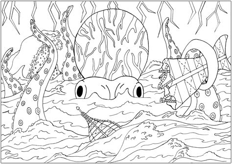 How many will they find? 20 000 leagues under the sea - Water worlds Adult Coloring ...