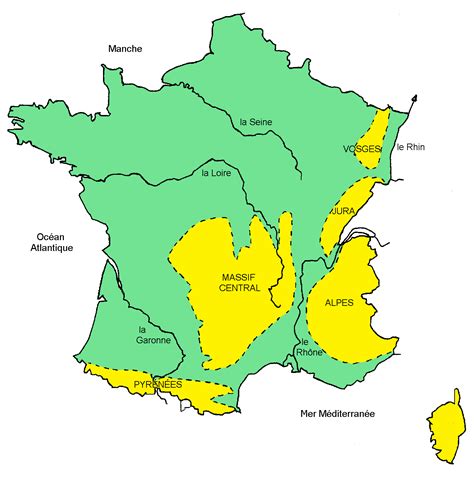 Ce sont la garonne, la loire, le rhin, le rhône et la seine. Carte de France fleuves et montagnes » Vacances - Arts ...
