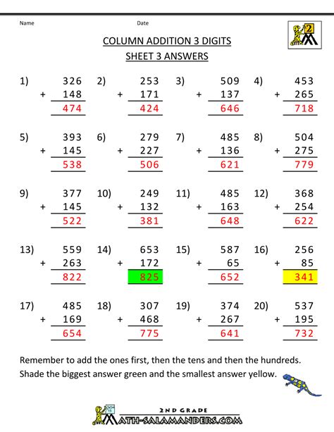 The sheets are graded so that the easier ones are at the top. 3 digit addition and subtraction worksheets pdf