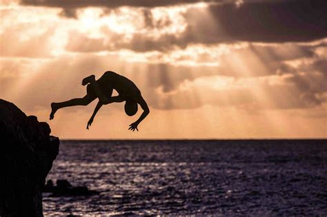 Cliff jumping fails compilation part 9. Cliff jumping at Waimea Bay, Oahu. Photo by Brittney Vella ...