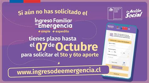 Este grupo deberá postular en www.ingresodeemergencia.cl hasta el 18 de febrero. Este 7 de octubre vence el plazo para postular al quinto y ...