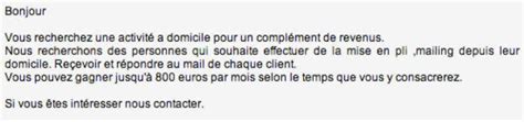 Les entreprises proposant ce type de mission l'offre de location constitue en effet un axe majeur de la capacité de quadient à attirer de. travail a domicile nord mise sous pli