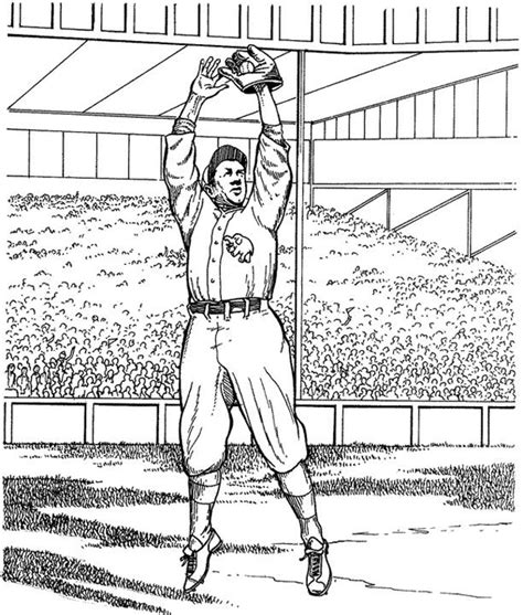 outfielder catching a ball baseball coloring page purple