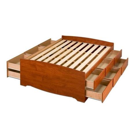 Driftwood captains pier platform bed the brick. Prepac Cherry Tall Queen Captains Platf... | ProductFrom.com